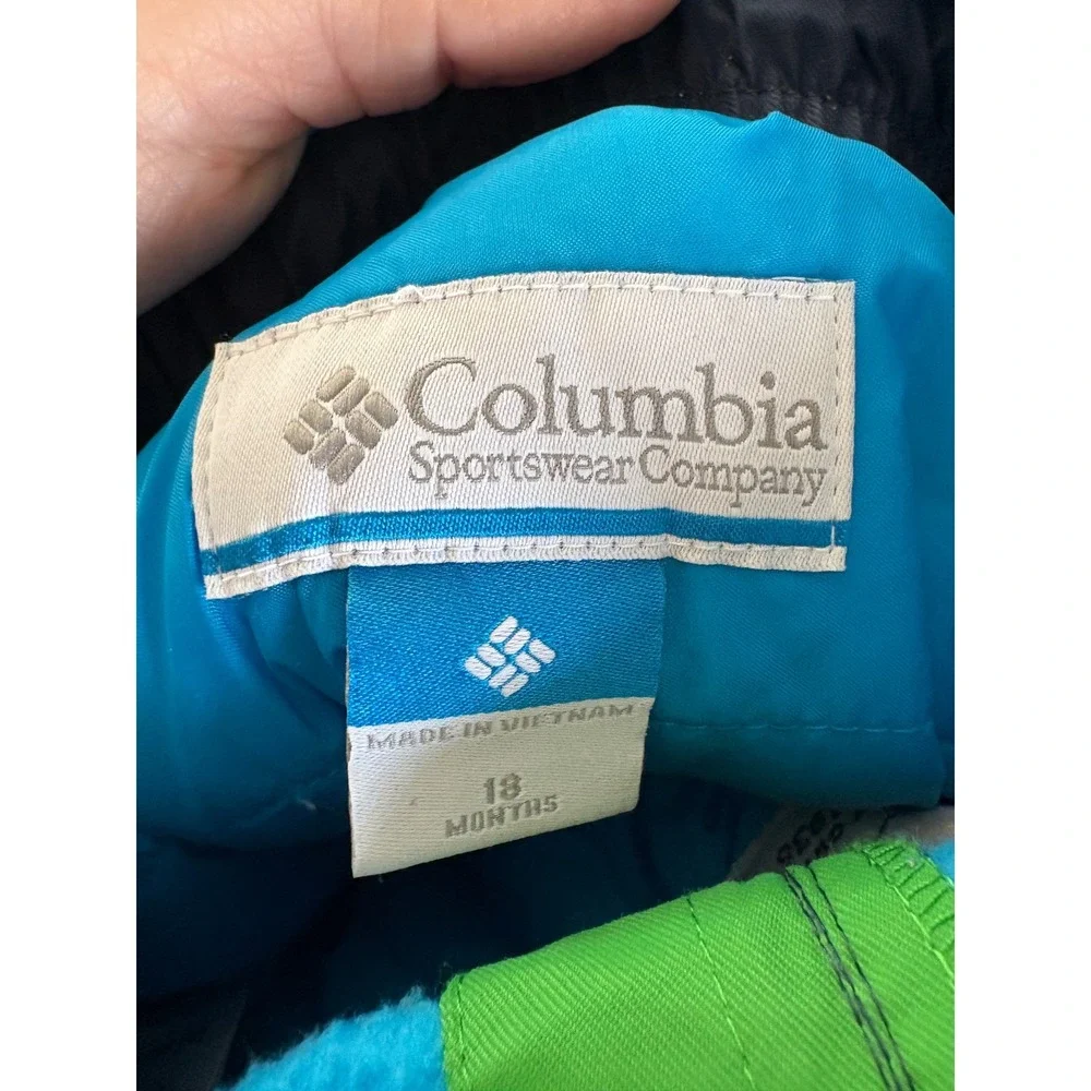 Columbia Kids Snow Bibs Blue Fleece Navy Nylon Winter Overalls 18 Months